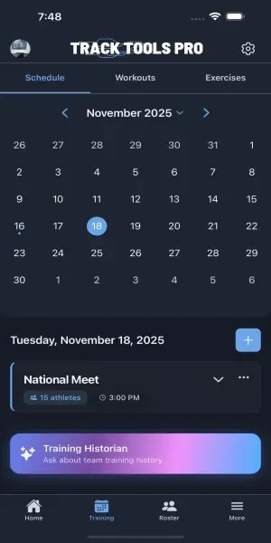 Track Tools Pro mobile app schedule view